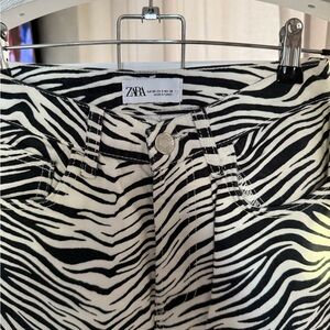 Zara zebra print straight leg jeans